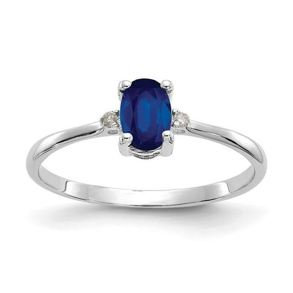 Primal Gold 10 Karat White Gold Genuine Diamond and Sapphire Birthstone Ring