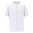 thumbnail image 3 of Domuza Men's Cotton Linen Shirts Casual Mock Neck Short Sleeve Button-Up T-Shirts Summer 2026 Trendy Lightweight Wedding Beach Tops White XL, 3 of 3