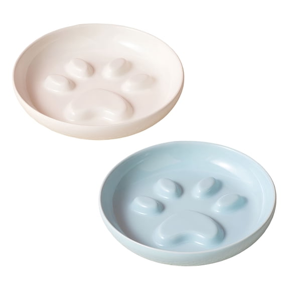 ACDANC Slow Bowl Set 2 Pcs Pastel Series Plate for Dry and Wet Food Cute Maze for Eating Slow Feeding Bowls Whisker Friendly Dishwasher Safe