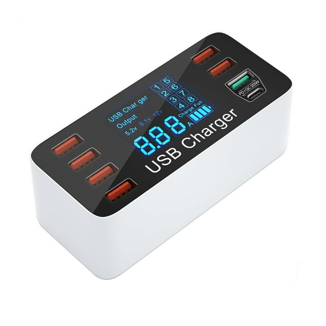 Charging Station For Multiple Devices,Quick Charge 3.0 Fast Charger Adapter 8 USB Charger Station Type C Phone Charger For Multiple Devices ,Multi-Device Charger