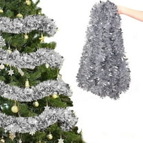 36 FT Christmas Tinsel Garland Decorations to Christmas Tree, Thick and Thin Silver Christmas Tinsel for Xmas Tree Decor Home Indoor Outdoor Party Supplies (Silver)