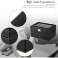 thumbnail image 3 of Lockable Leather Watch Box, 20 Girds 2 Tier Jewelry Case Storgage Organizer Mens Watch Box with Removable Storage Pillows & Drawer, 3 of 7