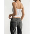 thumbnail image 3 of Women's Polka Dot Spaghetti Strap Cropped Tank Top Slim Fit Top White & Black XS, 3 of 6