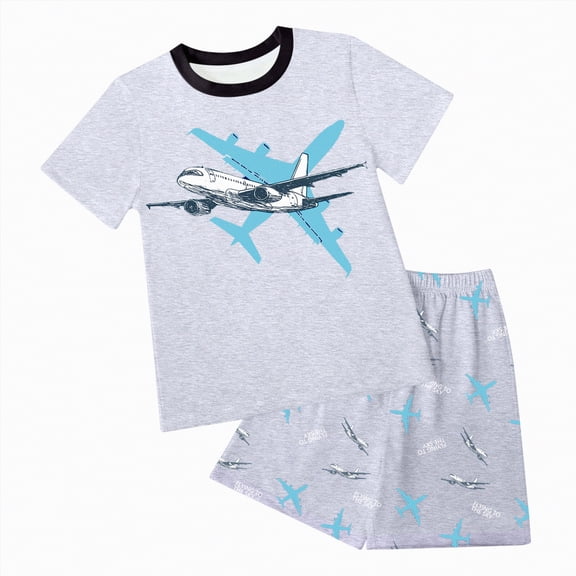 KPOPLK Boys Outfit Set for 3 Months-4 Years Baby Clothes Set Cartoon T-Shirt Tops Shorts Summer Outfits Toddler Boy Outfit Size 4-5 Years,Light Gray