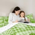 thumbnail image 4 of Feelyou Plaid Love Heart Twin Bedding Sets 7-Piece, Modern Fashion Patchwork Bedding Comforter Set, Green Check Buffalo Reversible Sheet Sets, Breathable Home Decor, 4 of 8