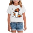 thumbnail image 3 of Toddler Baby Girl Halloween Shirt Kid Cute Bow Ghost T-Shirt Kids Short Sleeve Spooky Season Gift Tee Tops 2-3 Years White, 3 of 7