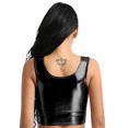 thumbnail image 3 of DPOIS Womens Shiny Metallic Sleeveless Crop Tank Tops Sports Bra Vest Dancewear, 3 of 4