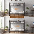 thumbnail image 2 of Hijob Bunk Bed (Convertible into 2 Seperate Beds), Twin over Twin Bunk Bed, Antique Heavy Duty Metal Bed Frame with Storage Bag&Hooks for Adults Teens,Black&Brown, 2 of 9