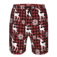 thumbnail image 3 of Susaid Plaid Reindeer Snowflakes Print Men's Swim Trunks Hawaiian Bathing Mesh Lining Suit Swimsuits Beach Shorts with Pockets-3X-Large, 3 of 6