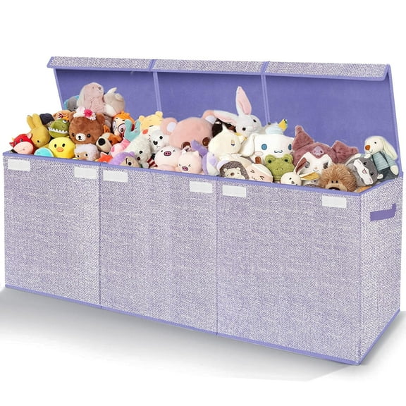 Toy Storage Box for Kids,Extra Large Toy Box Chest with Lids,Foldable Toy Organizers and Storage Bins with Handles for Nursery,Home,Office 35.8"x12.6"x16"(Purple)