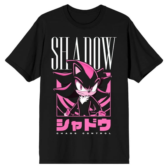 Sonic The Hedgehog Shadow Kanji Adult Black Crew Neck Short Sleeve T-shirt-XS