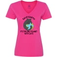 thumbnail image 3 of Inktastic Save Earth It's the Only Planet with Cats with Black Cat Women's V-Neck T-Shirt, 3 of 5