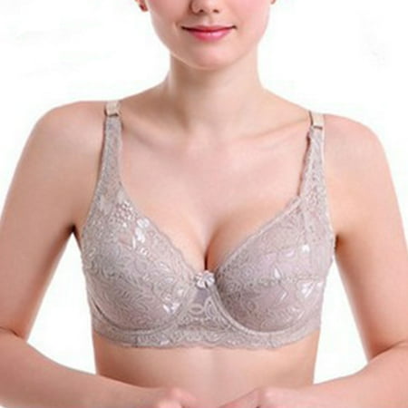 TrendVibe365 Wirefree Bras with Support and Lift Womens Plus Size Lace Wireless Push up Bralette Padded Triangle Adjustable Strap Bustier Full Coverage Crop Cami Top Comfortable Lingerie Brown 95