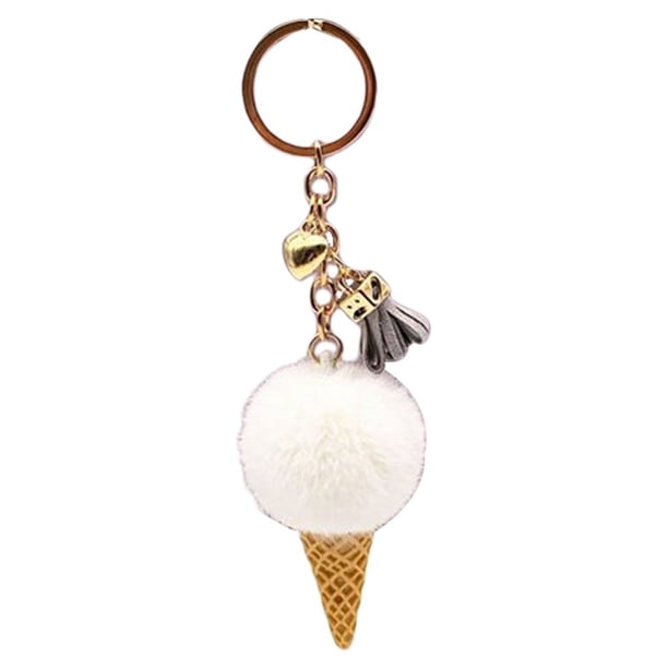 Toystoory Bolso de llaveros Colgante Mano de obra fina Tamaño compacto Multipropósito Ahorro de espacio Exquisito adorno de vellón para Artesanía Blanco