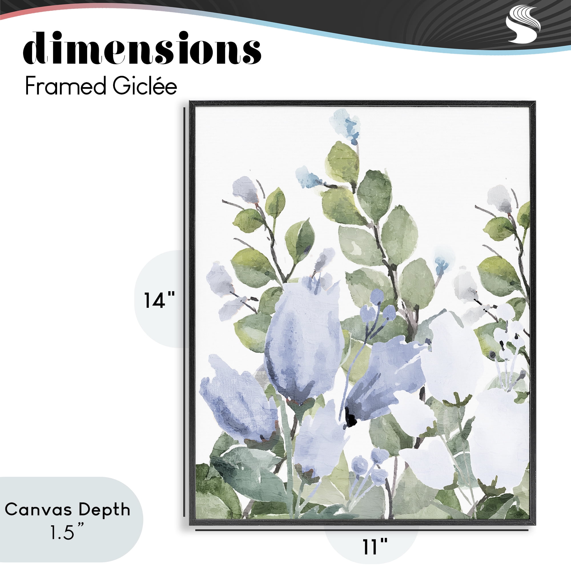 Stupell Industries Blue Spring Botanicals Black Framed Giclee Art, design by Kim Allen