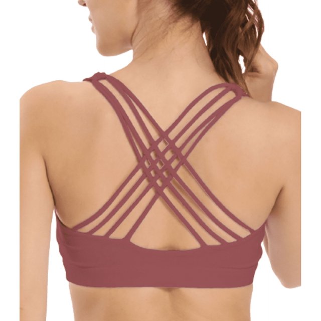 Sujetadores deportivos para mujer Sujetador deportivo acolchado con espalda cruzada Sujetador deportivo de soporte medio Sujetador de yoga para correr Adepaton LRWJ036-17