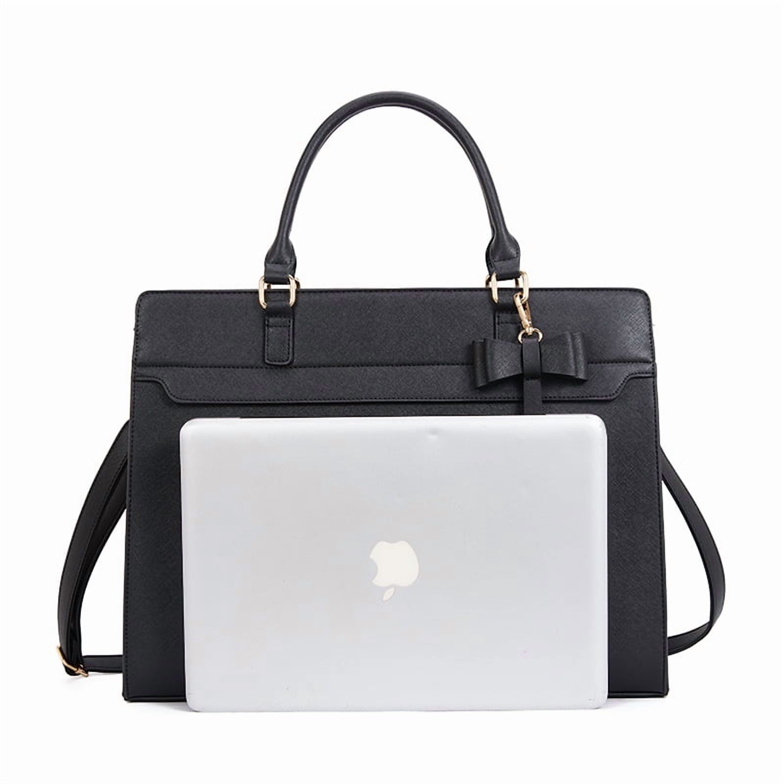 LAATIKUI Laptop Bag for Women PU Tote Bag Lightweight Business Office Handbag Work Bag Waterproof Shoulder Briefcase