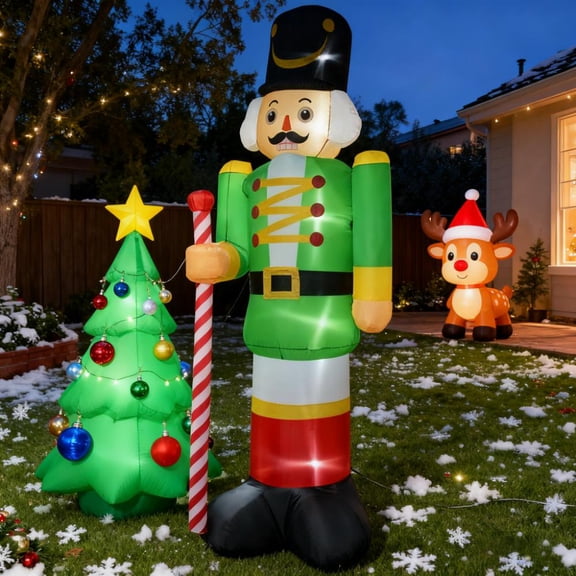 Light-Up Inflatable Nutcracker Figure, Eye-Catching Outdoor Christmas Yard Decoration
