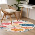 thumbnail image 5 of Colorful Seashell Round Area&nbsp;Rug 3ft Coastal Non-Slip&nbsp;Washable Circle Rugs Soft Felt Indoor Floor Mat for Bedroom Kitchen Living Room Bathroom, 5 of 9