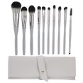 thumbnail image 1 of Juego de 10 brochas portátiles para sombra de ojos, brocha cosmética para polvos sueltos, juego de herramientas de maquillaje (gris plateado), 1 of 8