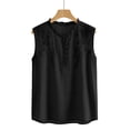 thumbnail image 3 of ZVNAH Haut Sans Manches à Broderie Florale pour Femme, Blouse Décontractée Style Henley à Col en V Volanté, P-2TG, 3 of 5