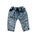 thumbnail image 2 of Kiapeise Little Girl Denim Jeans, Patchwork Pockets Hollow Elastic Band Pant, 2 of 7