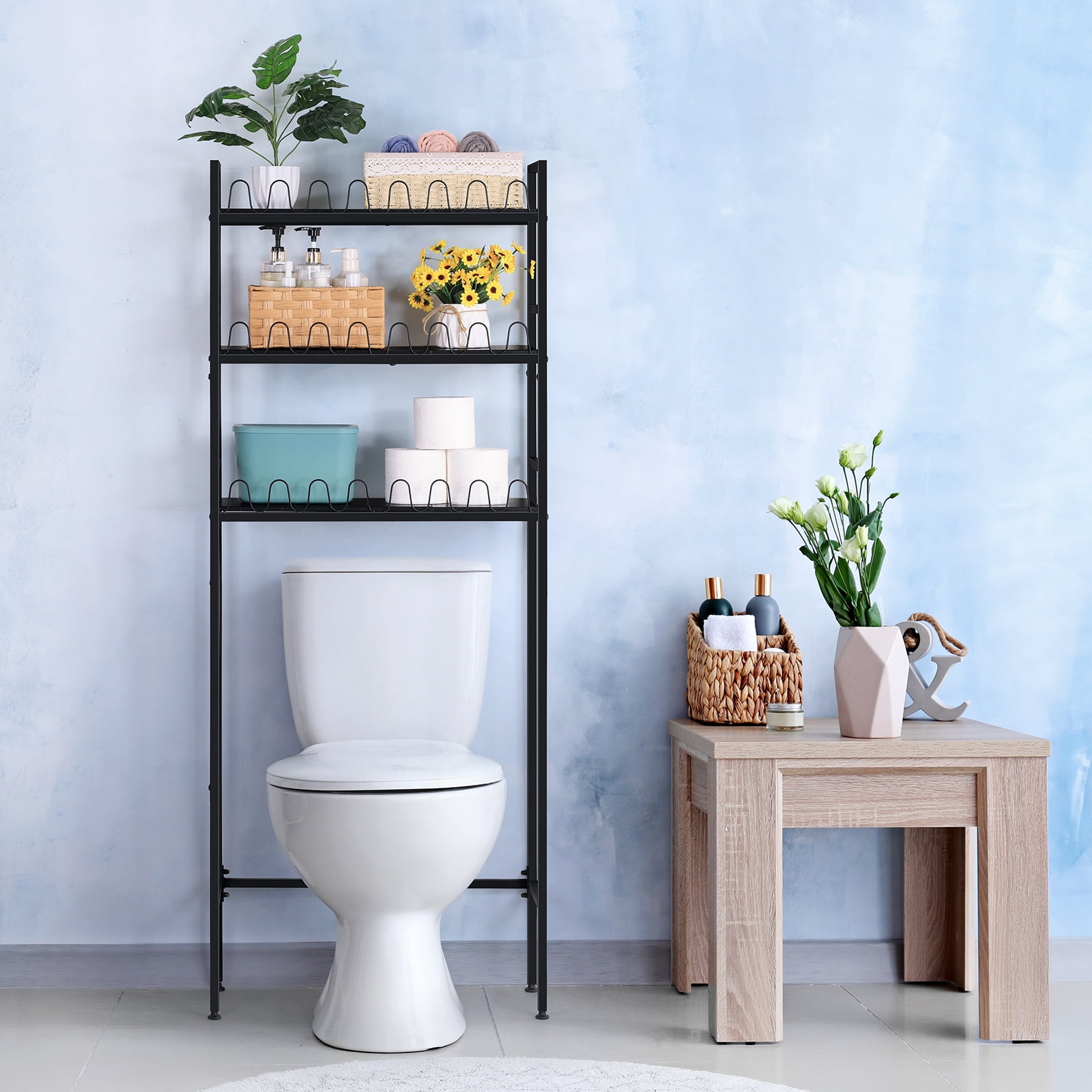 3-Tier Over The Toilet Storage Shelves Rack Heavy Duty Bathroom Organizer Metal
