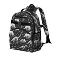 thumbnail image 2 of Black Cartoon Dinosaurs Fossils Pattern Cute School Backpack Bag for School with Padded Back and Adjustable Shoulder Straps 15.25"x11.5"x5.25", 2 of 5