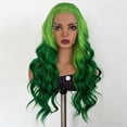 thumbnail image 6 of Upgraded 2026 Lace Synthetic High-temperature Silk Front Lace Wig Green Gradient Wig Large Wave Roll 26 Inches, 6 of 8
