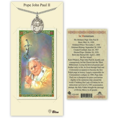 Pope John Paul Medal - Pewter Blessed Pope John Paul II Medal with Laminated Holy Prayer Card