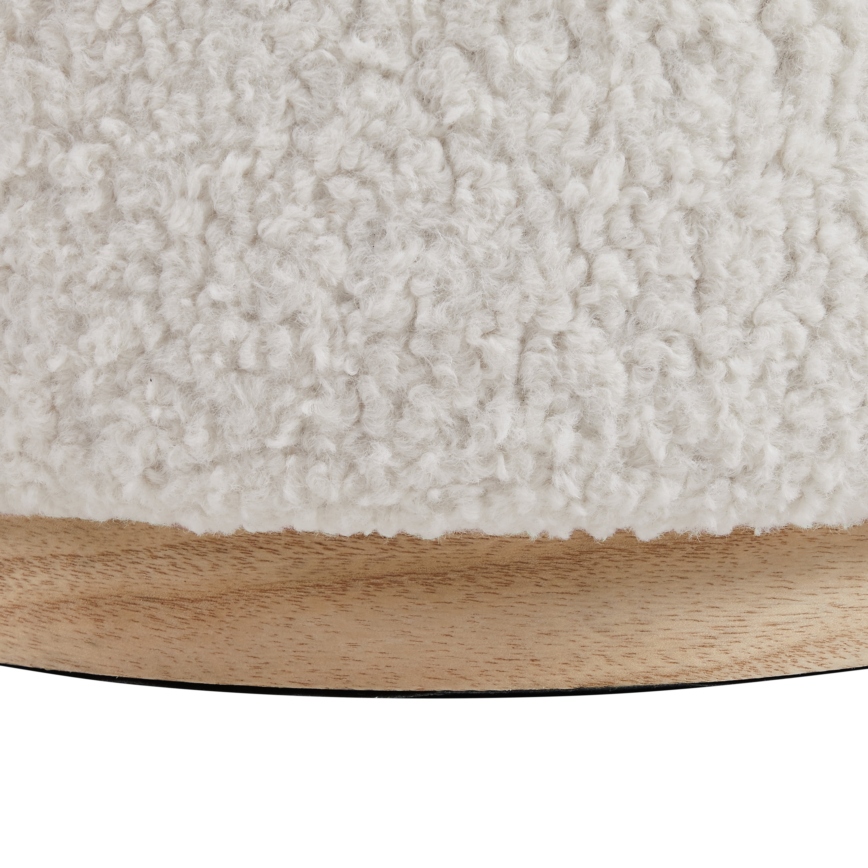 Linon Primrose Faux Sherpa Storage Ottoman, Natural