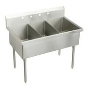 Elkay Wnsf83602 Weldbilt Stainless Steel 63" Floor Mount Triple Bowl Food Service Scullery