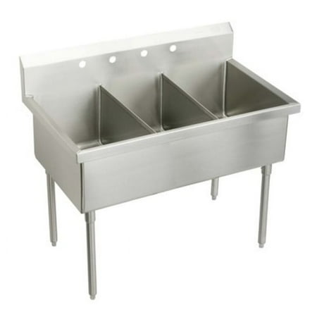 Elkay Wnsf83602 Weldbilt Stainless Steel 63" Floor Mount Triple Bowl Food Service Scullery