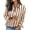 Brown, variant on Long Sleeve Shirts for Women Turn Down Collar Striped Button Up Blouse Brown XL