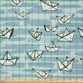 thumbnail image 2 of Ambesonne Abstract Fabric by the Yard Microfiber, Continuous Paper Boats, 1 Yard, Soft Blue White and Pale Teal, 2 of 2