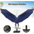 thumbnail image 3 of LAUSAINT HOME 12FT Sunbrella Patio Umbrella with Base, Outdoor Deluxe Curvy Cantilever Umbrella for Patio Pool Deck, Navy Blue, 3 of 10