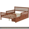 thumbnail image 5 of Full Size Wood Platform Bed with Guardrails on Both Sides and Two Storage Drawers, Walnut, 5 of 10