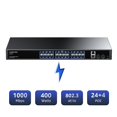 thumbnail image 2 of Conmutador de red AUMOX PRO de 28 puertos Gigabit PoE con 2 puertos de enlace ascendente, 2 of 8