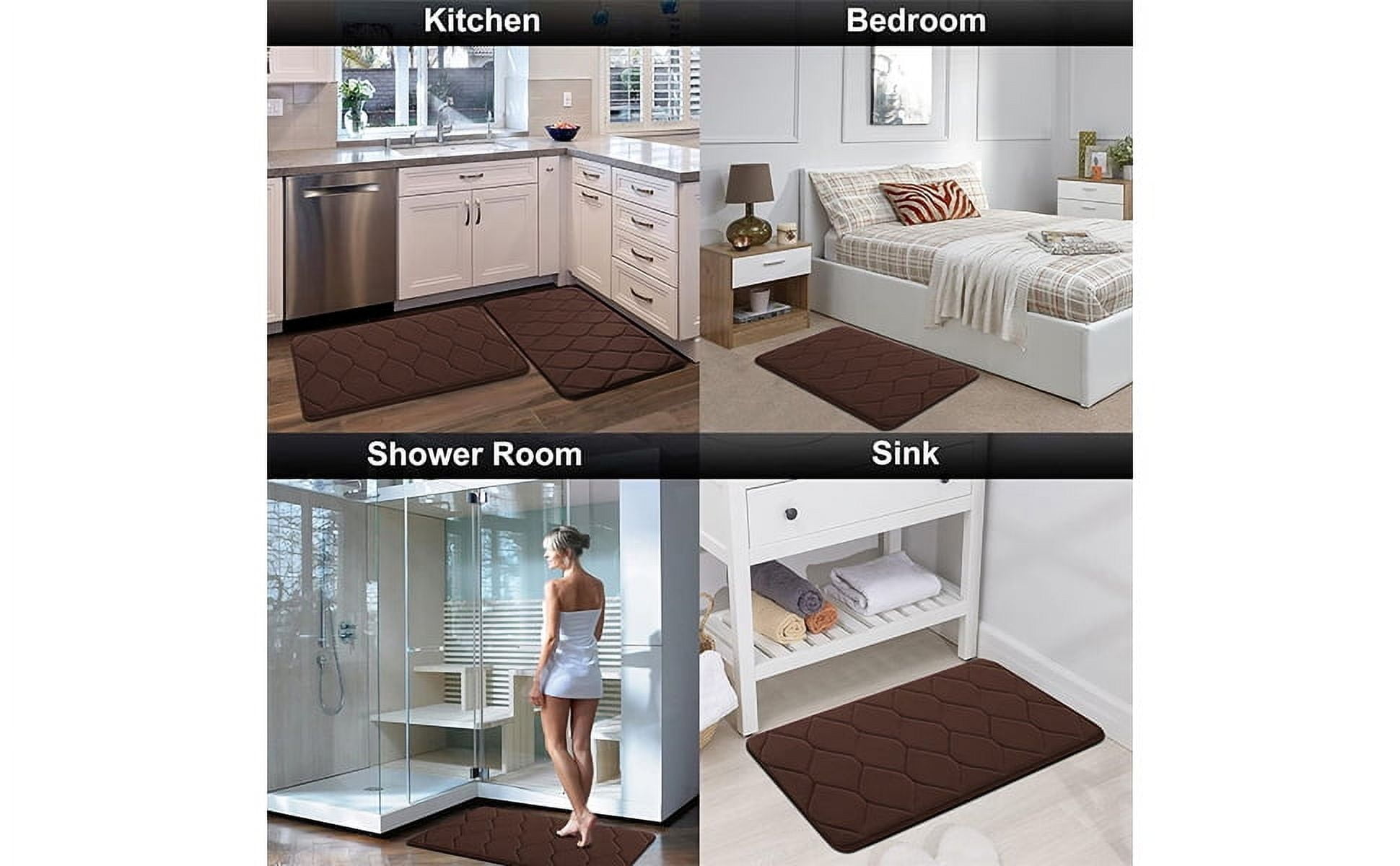 Yafa Home Fashion 1pc:24" X 47" Bath Rug, Memory Foam; Machine Washable, Water Absorbent & Non-Slip Bathmats(Brown)