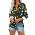thumbnail image 2 of Qepwscx Casual Womens Long Sleeve Button Up Tops Floral Print Collar Neck Shirts Going Out Tops Floral Graphic T-Shirts Blouses Fall Spring Sweatshirt Basic Tees Loose Fits for Women, 2 of 6
