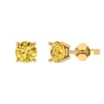 thumbnail image 2 of 2 Ct Round Cut Studs Yellow Natural Citrine 18K Yellow Solid Solid Gold Everyday Dainty Earrings Push Back, 2 of 7