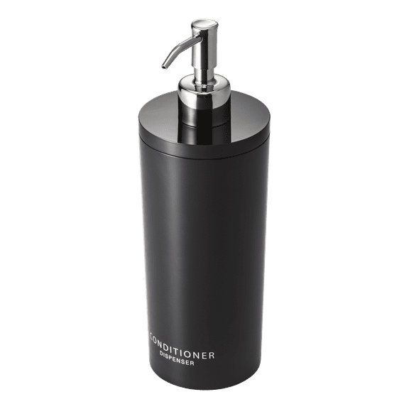 Yamazaki Home Round Shower Dispenser - Three Styles, ABS Plastic, Conditioner, 16.9 fluid oz., 500 ml Black
