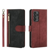 Compatible for Samsung Galaxy A32 4G Wallet Case, PU Leather TPU Protective Shockproof Flip Case with Wrist Strap Stand Magnetic Clasp Card Slots Phone Cover for Samsung Galaxy A32 4G 6.4 Inch,Red