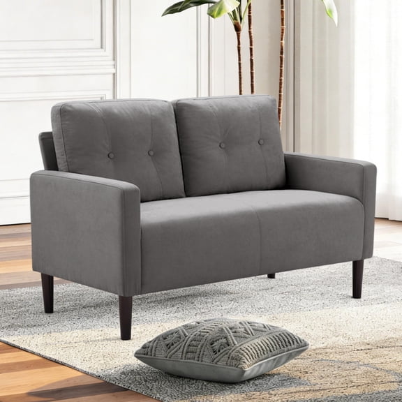 Gewnee Dark Gray Modern Loveseat - 51.2 Inch, Space-Saving & Sturdy Frame - Ergonomic Comfort for Bedroom, Office, Small Spaces