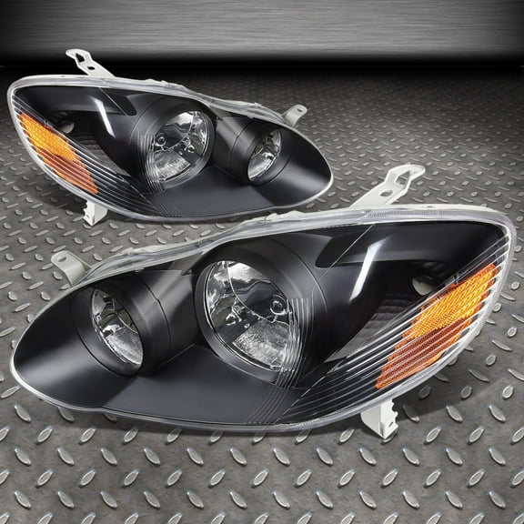 NUVISION for 03-08 Toyota Corolla Black Housing Amber Corner Headlight Replacement Lamps