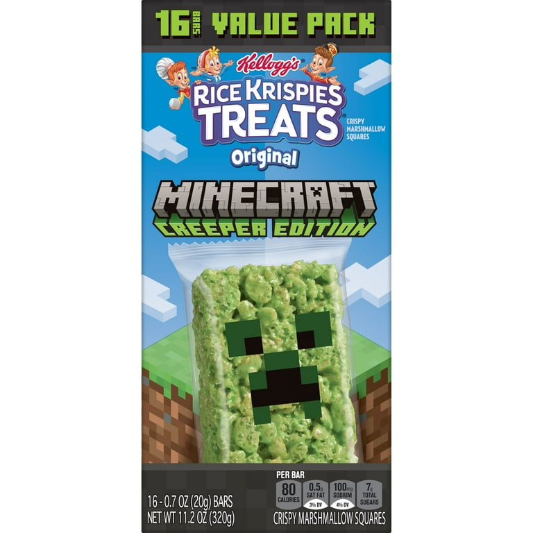 Rice Krispies Treats Minecraft Creeper Edition Original Marshmallow Snack  Bars, 11.2 oz, 16 Count 