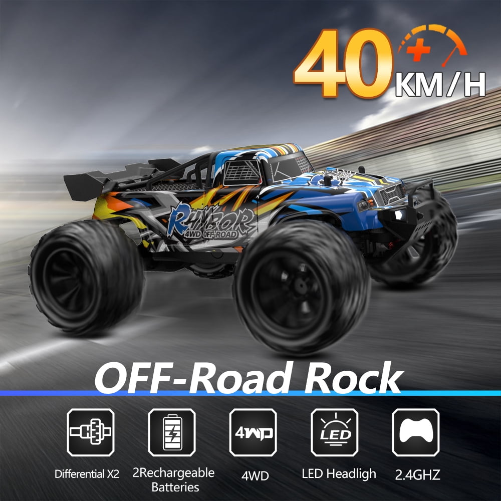 1:16 Remote Controlled RC Car Offroad 40 km/h Monster Truck Buggy 4WD Truck Car with 40+ Minutes Playtime Toy