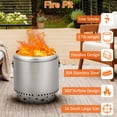 thumbnail image 4 of Smokeless Fire Pit, 16.5" Stainless Steel Fire Pit with Handle, Portable Fire Pit for Camping with Removable Ash Pan, Outdoor Bonfire Pit for Camping, Garden, Patio, 4 of 7