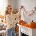 thumbnail image 5 of Ktlvex Vintage Halloween Ghost Garland Rustic Fabric Ghost Hanging Banner with Wood Beads Hanging Halloween Decor for Mantel Fireplace Party Home Wall Decorations (Pink), 5 of 5