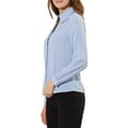 thumbnail image 4 of INSPIRE CHIC Women's Choker Neck Blouse Long Sleeve Turn Down Collar Work Shirt L Blue, 4 of 7